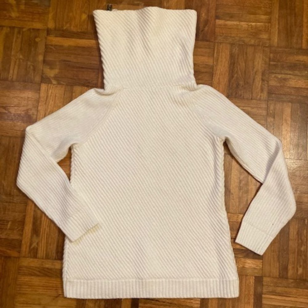 Talbots White Cotton Blend Turtleneck Sweater with Zipper Size P